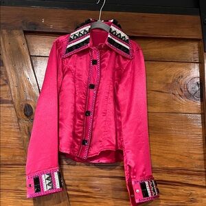 Vibrant Pink Embellished little girls horse show shirt